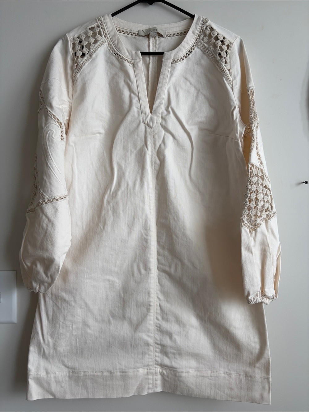 Loft Boho Crochet-Detail Ivory Dress / Tunic